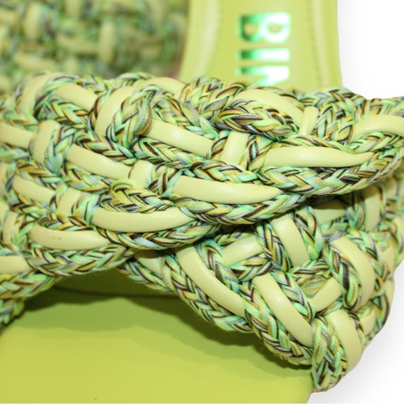 Gianni Bini Bibby Woven Green Leather Corded Square Toe High Heel Mule Sandals - Picture 15 of 16